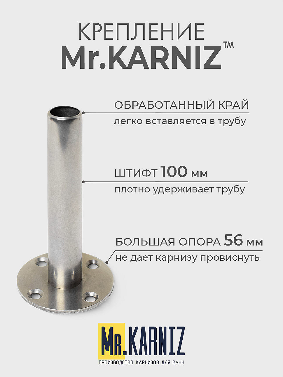Карниз для ванной Угловой Г образный 150х70 Усиленный 25 мм фото 5