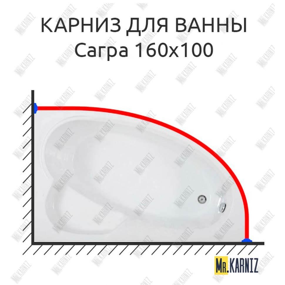 Карниз для ванны Bas Сагра 160х100 Усиленный 20 мм MrKARNIZ Карниз для ванны Bas Сагра 160х100 Усиленный 20 мм MrKARNIZ