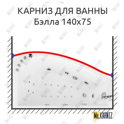 Карниз для ванны Triton Бэлла Передний борт 140х75 Усиленный 20 мм MrKARNIZ