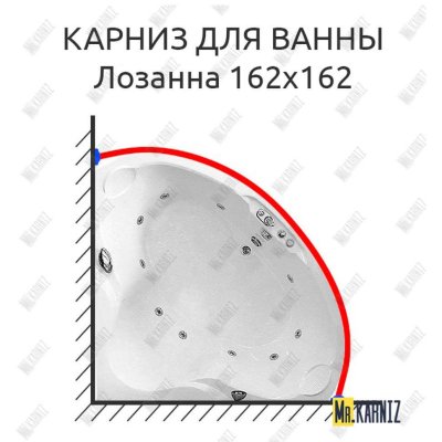 Карниз для ванны Radomir Лозанна 162х162 Усиленный 20 мм MrKARNIZ